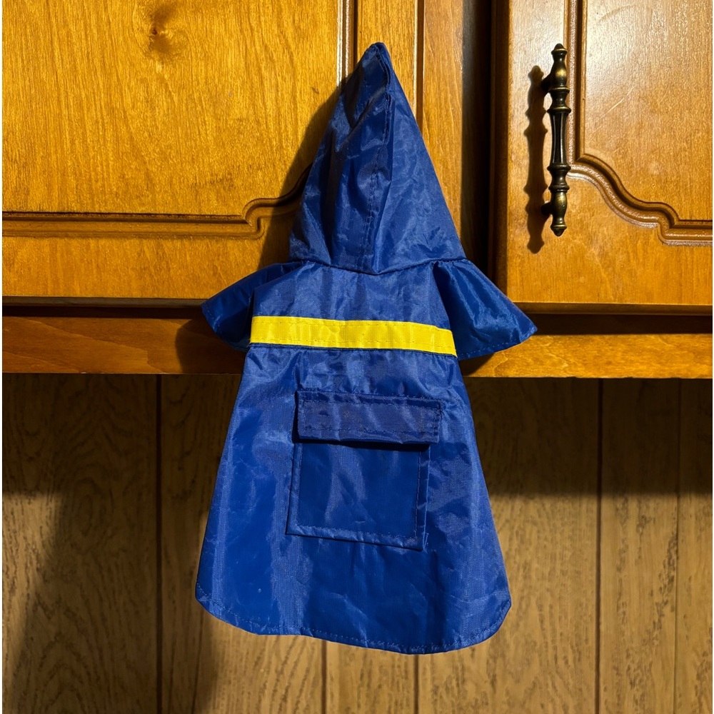 Paws N Claws Puppy Rain Jacket - BLUE-SIZE SMALL HOODIE AND BACK POCKET